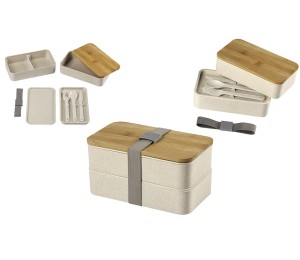 LUNCH BOX CONTENITORE PRANZO 2 SCOMPARTI E POSATE